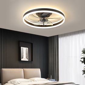 20" Flush Mount Ceiling Fans with Lights and Remote, 3000K-6000K Dimmable LED Fandelier Low Profile Chandelier Ceiling Fan for Bedroom Living Roo