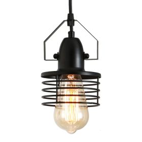 Industrial Black Pendant Light Metal Cage Pendant Lights Dining Room Hanging Lighting for Kitchen Island Living Room Bedroom Entryy Barn Farmhous