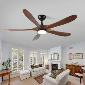 62-Inch Solid Wood with Remote Control with Light (LED) Modern DC DC Motor Indoor/Outdoor 5-Blade Ceiling Fan for Patios, Bedrooms and Farmhouses