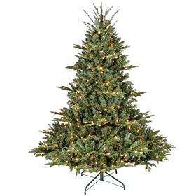 7FT Pre-Lit Christmas Tree, Artificial Fake Christmas Tree with 750 Lights, 2257 PE & PVC Mixed Branch Tips