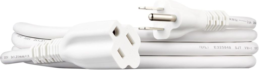 Basics Extension Cord, 6 Ft, 3 Prong Outlet Extender, Indoor Extension Cord, 13 Amps, 125V, White