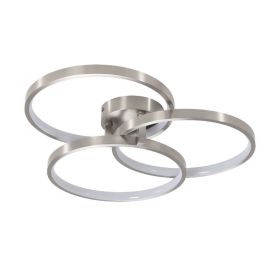 20in Modern LED Ceiling Light Fixture - Circular 3-Ring Design, Dimmable, Contemporary Brushed Nickel Finish For Living Room, Bedroom & Office (Option: Default)