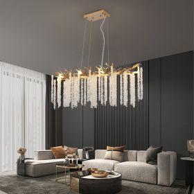 39-inch Modern Golden Pendant Light With Cascading Crystal Strands, Ideal For Living Room, Dining Room And Foyer, High-End Decorative Lighting Fi (Option: Gold)